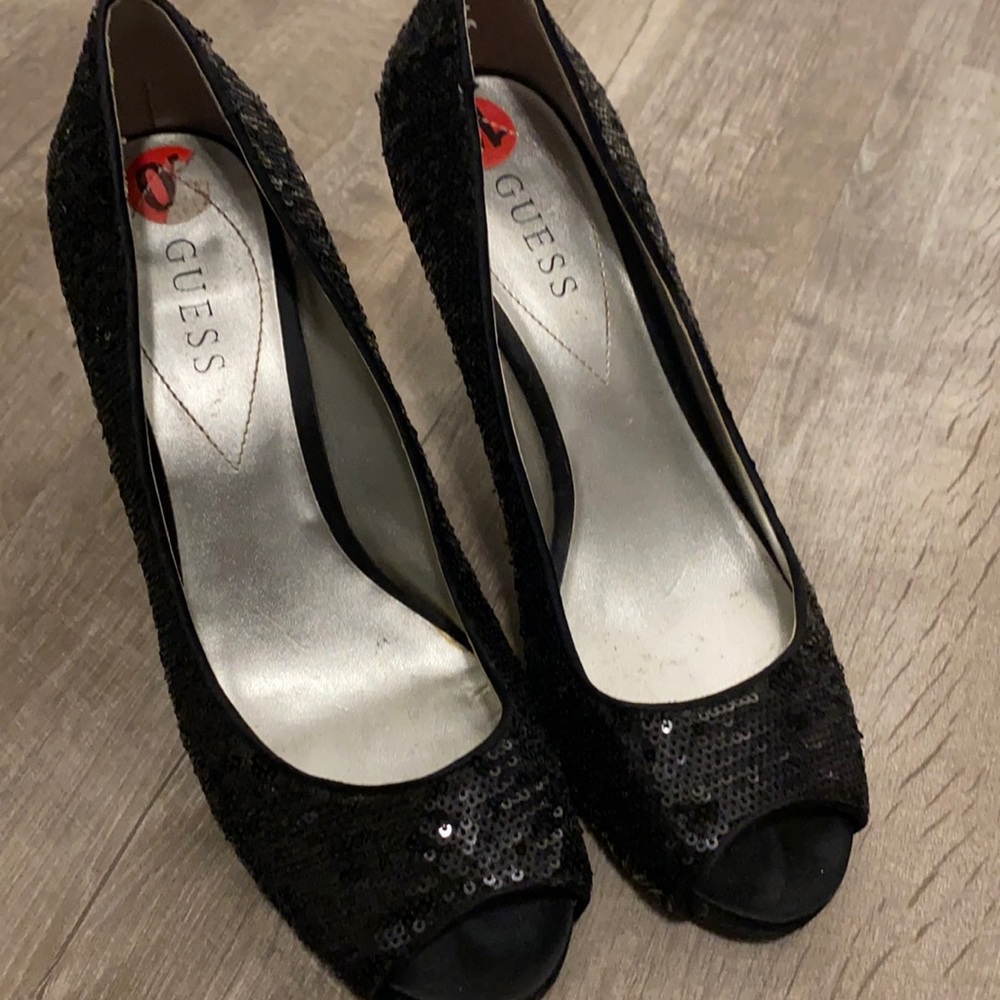 Women’s black guess sequins high heels size 10